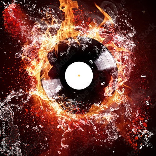 Photo: burning vinyl disc burning vinyl disc