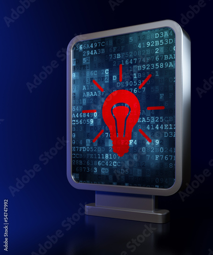 Illustration: Finance concept: Light Bulb on billboard background Finance concept: Light Bulb on billboard background