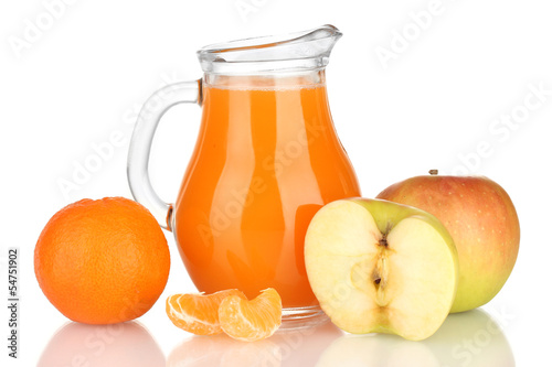Photo: Full jug of multivitamin juice isolated on white Full jug of multivitamin juice isolated on white