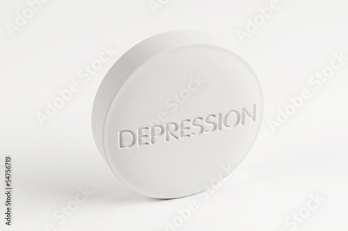 Illustration: Depression Pill with Clipping Path Depression Pill with Clipping Path