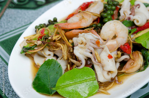 Photo: seafood and vegetables seafood and vegetables