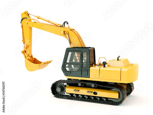 Illustration: Excavator isolated with light shadow Excavator isolated with light shadow
