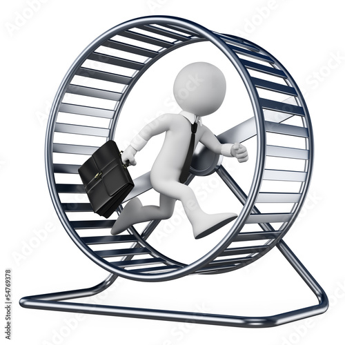 Illustration: 3D white people. Businessman in a hamster wheel 3D white people. Businessman in a hamster wheel