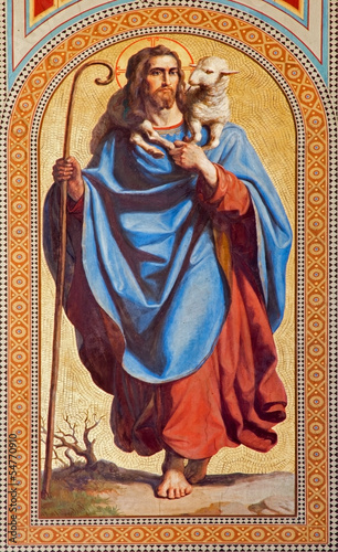 Photo: Vienna - Fresco of Jesus Christ as Good shepherd Vienna - Fresco of Jesus Christ as Good shepherd