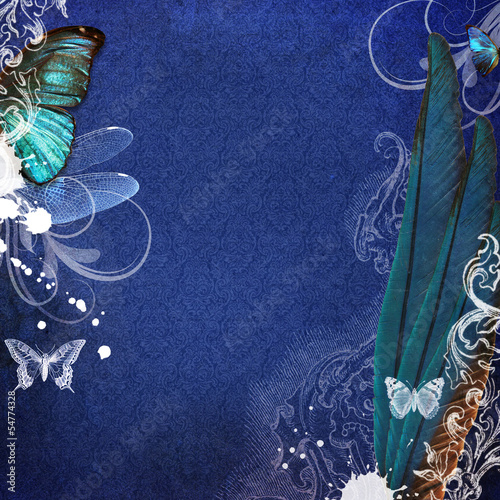 Illustration: Vintage grunge background with wings Vintage grunge background with wings