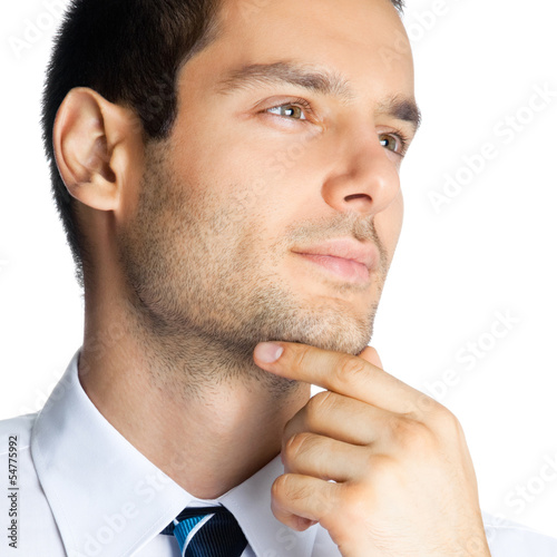 Photo: Portrait of thinking businessman, on white Portrait of thinking businessman, on white