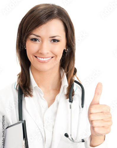 Photo: Doctor with thumbs up gesture, isolated Doctor with thumbs up gesture, isolated