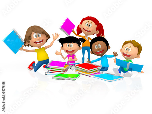 Illustration: 3D happy school kids 3D happy school kids