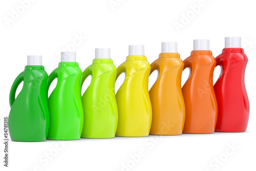 Illustration: Series plastic bottles of household chemicals Series plastic bottles of household chemicals