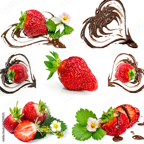 Photo: Leckerer Sommergenuss: Erdbeeren und Schokoladenherzen Leckerer Sommergenuss: Erdbeeren und Schokoladenherzen