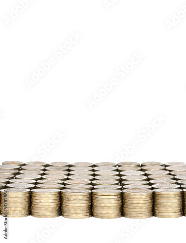 Photo: stack of Thai coins baht stack of Thai coins baht