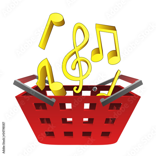 Vector: music sounds in red basket vector music sounds in red basket vector