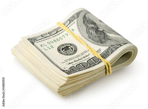 Photo: Dollars tied with a rubber band Dollars tied with a rubber band