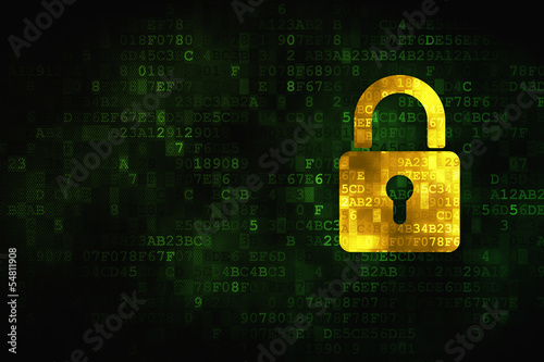 Illustration: Information concept: Closed Padlock on digital background Information concept: Closed Padlock on digital background