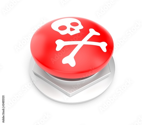 Illustration: Red Button with skull sign Red Button with skull sign