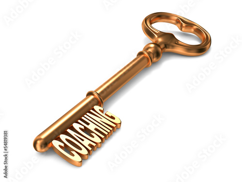 Illustration: Coaching - Golden Key. Coaching - Golden Key.