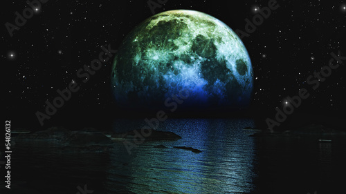 Illustration: Moon over sea Moon over sea
