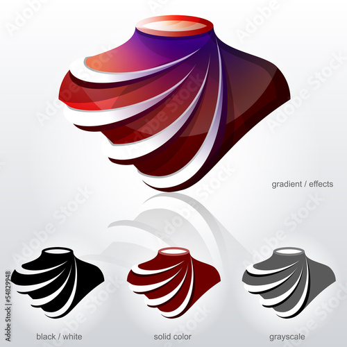 Vector: Symbol in shape of bust with diagonal arcs like fabric folds Symbol in shape of bust with diagonal arcs like fabric folds