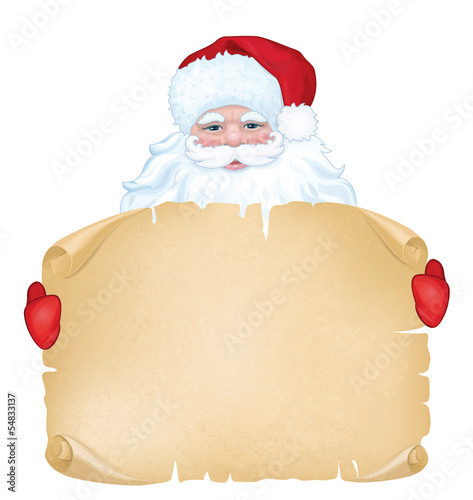 Vector: Vector of Santa Claus holding manuscript isolated. Vector of Santa Claus holding manuscript isolated.