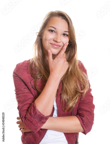Photo: Thinking young girl is happy Thinking young girl is happy