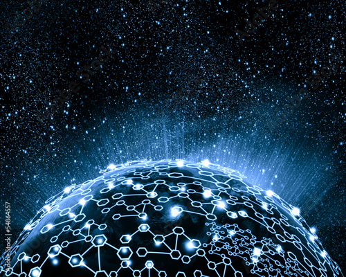 Illustration: Blue image of globe Blue image of globe