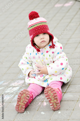 Photo: girl with chalk girl with chalk