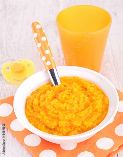 Photo: baby food, carrot puree baby food, carrot puree