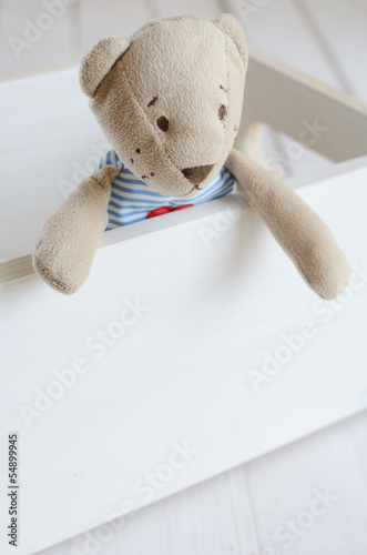 Photo: Little teddy bear on light background Little teddy bear on light background