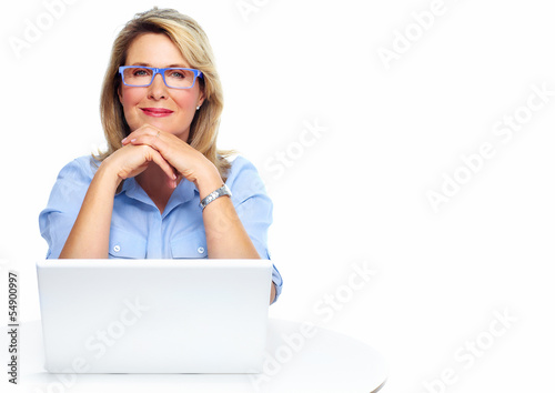 Photo: Business woman with laptop. Business woman with laptop.