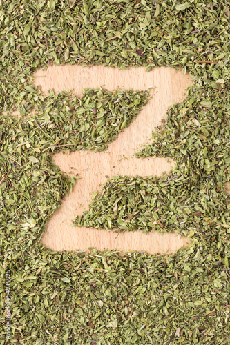 Photo: Letter Z written with oregano Letter Z written with oregano