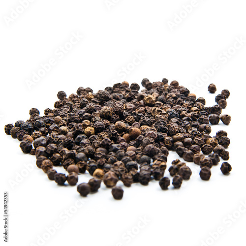 Photo: Black pepper isolated on the white background Black pepper isolated on the white background