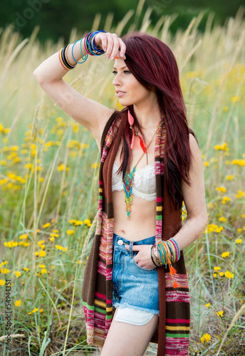 Photo: young hippie girl in boho fashion young hippie girl in boho fashion