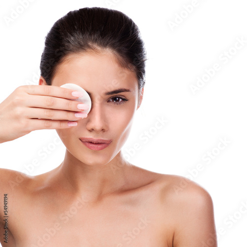 Photo: Beautiful Young Woman Touching Her Face. Beautiful Young Woman Touching Her Face.
