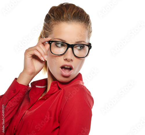 Photo: business woman in glasses business woman in glasses