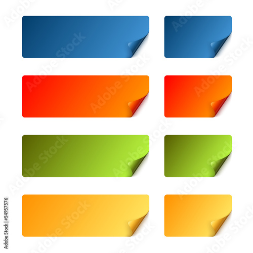 Vector: Sticker Set mit gebogener Ecke - bunt Sticker Set mit gebogener Ecke - bunt