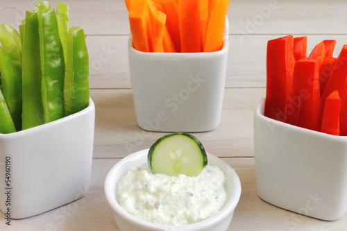 Photo: Crudités with tzatziki sauce Crudités with tzatziki sauce