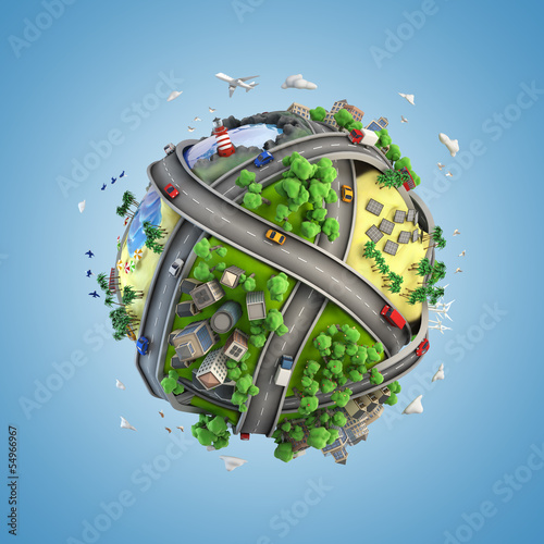 Illustration: globe concept of the world and life styles globe concept of the world and life styles