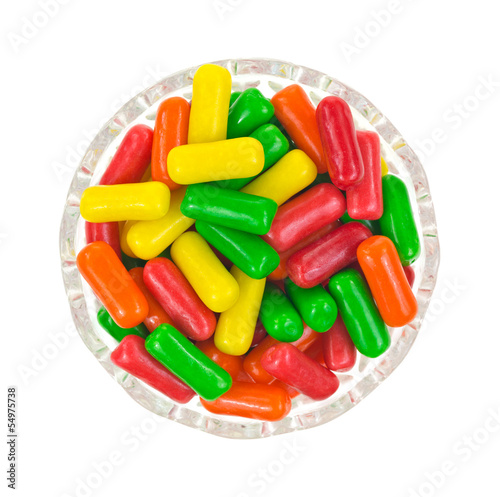 Photo: Colorful gum in glass bowl Colorful gum in glass bowl