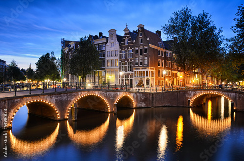 Photo: Night scene at a canal in Amsterdam Night scene at a canal in Amsterdam