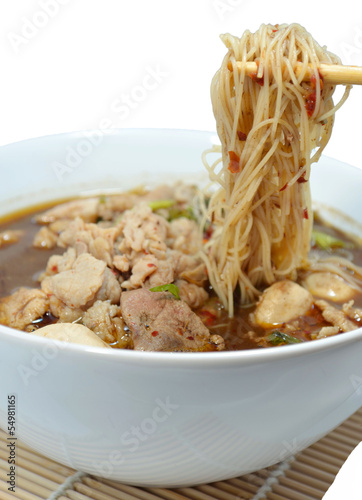 Photo: Asian noodles with pork and vegetables Asian noodles with pork and vegetables