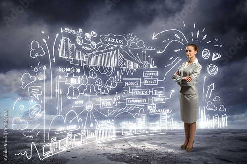 Photo: Business woman and business project Business woman and business project