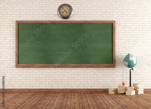Illustration: Empty vintage classroom Empty vintage classroom