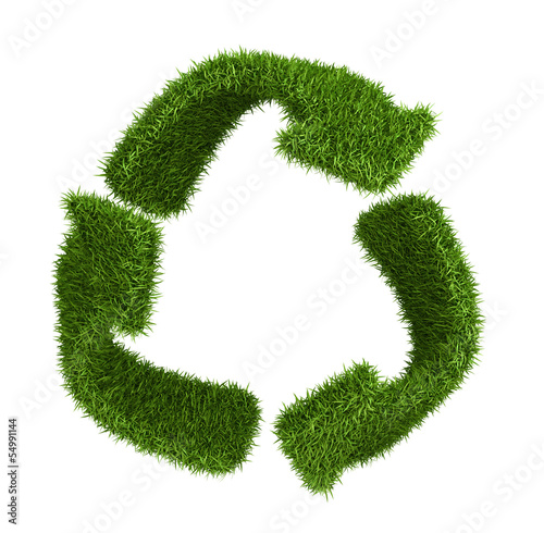 Illustration: Recycle symbol from grass. isolated on white Recycle symbol from grass. isolated on white