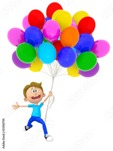Illustration: 3D boy with balloons 3D boy with balloons
