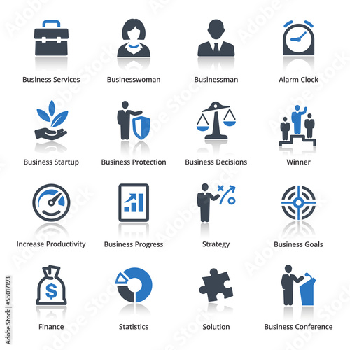 Vector: Business Icons Set 1 - Blue Series Business Icons Set 1 - Blue Series