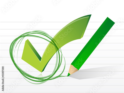 Illustration: check mark on a notepad paper. illustration check mark on a notepad paper. illustration