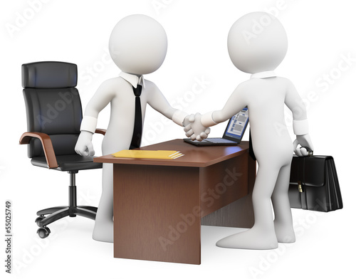 Illustration: 3D white people. Business deal 3D white people. Business deal