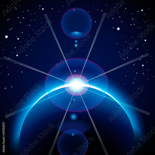 Vector: Solar eclipse background with stars and lens flare Solar eclipse background with stars and lens flare