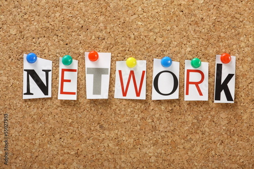 Photo: The word Network on a cork notice board The word Network on a cork notice board