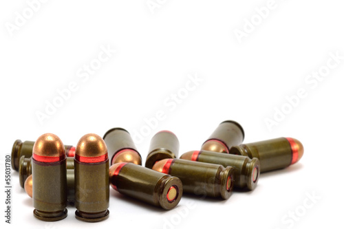 Photo: Bullets on white background Bullets on white background